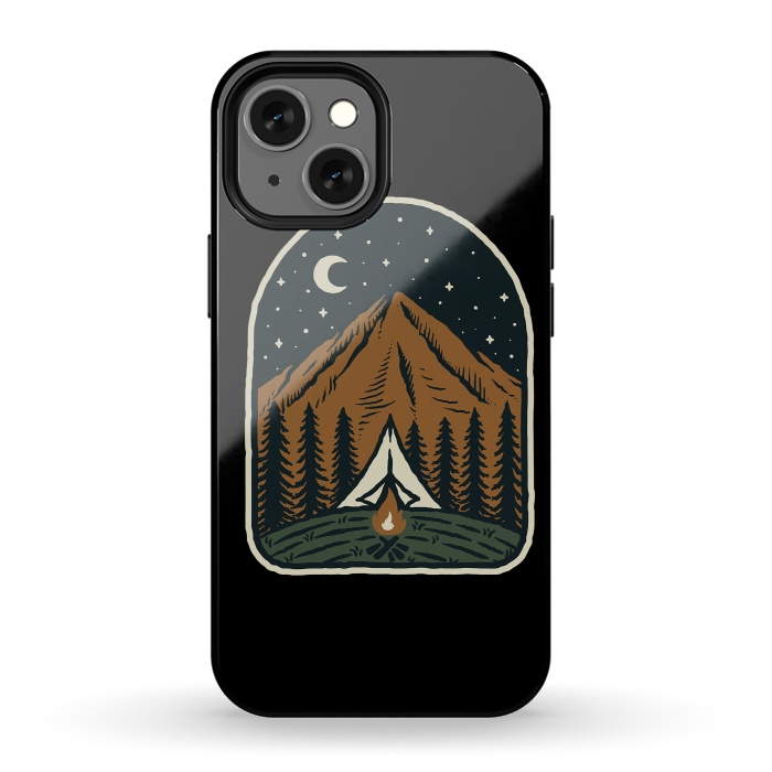 iPhone 13 mini StrongFit Camp Mountain Night by Afif Quilimo