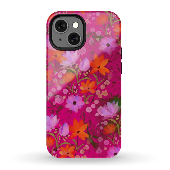 iPhone 13 mini StrongFit Floral design watercolour floral bunch abstract design by Josie