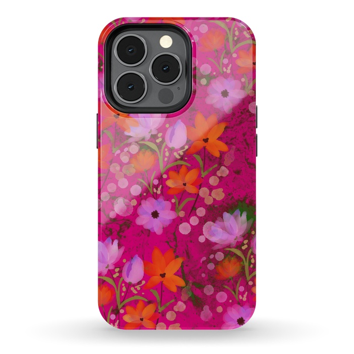 iPhone 13 pro StrongFit Floral design watercolour floral bunch abstract design by Josie