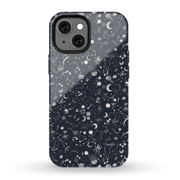 iPhone 13 mini StrongFit Planets Galaxy Constellations Dark by Ninola Design