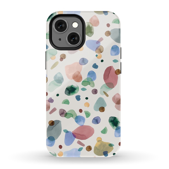 iPhone 13 mini StrongFit Pebbles Terrazo Rounded Memphis Multicolored by Ninola Design