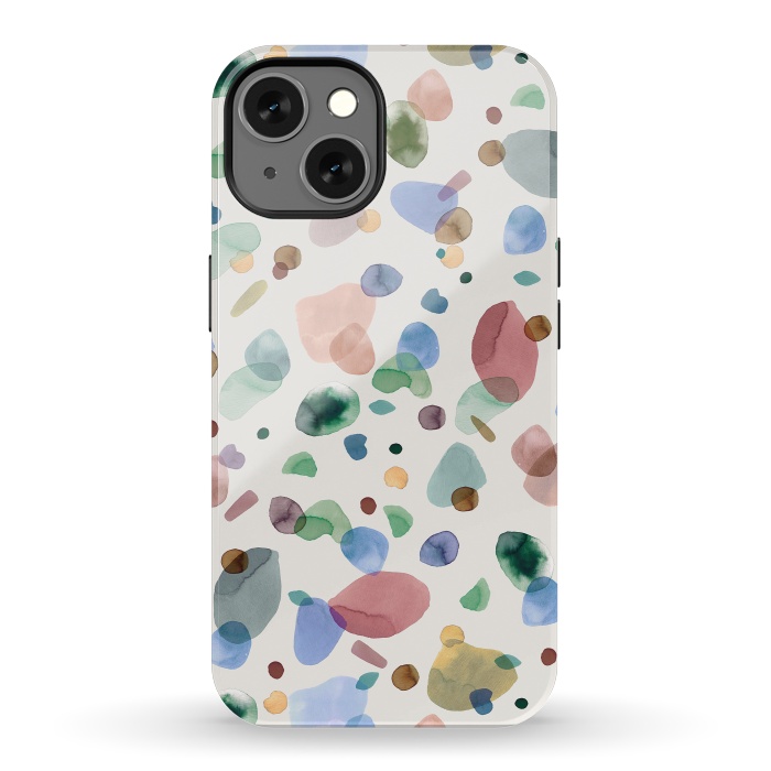 iPhone 13 StrongFit Pebbles Terrazo Rounded Memphis Multicolored by Ninola Design