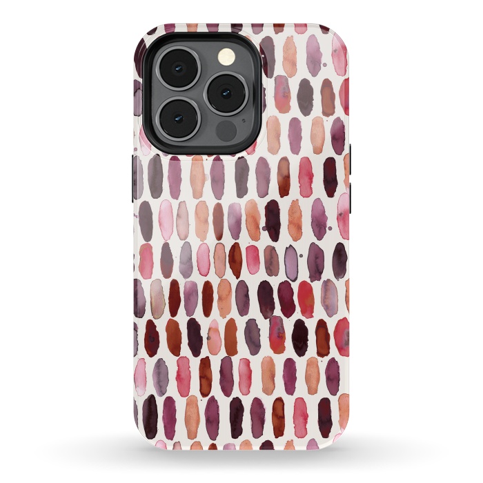 iPhone 13 pro StrongFit Pills Watercolor Dots Pink Orange Coral by Ninola Design