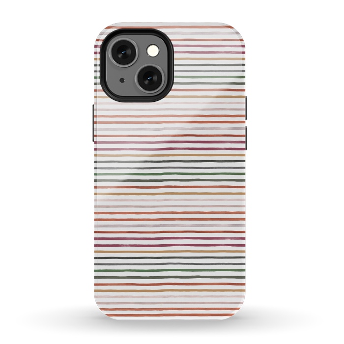iPhone 13 mini StrongFit Marker Stripes and Lines Orange Green by Ninola Design