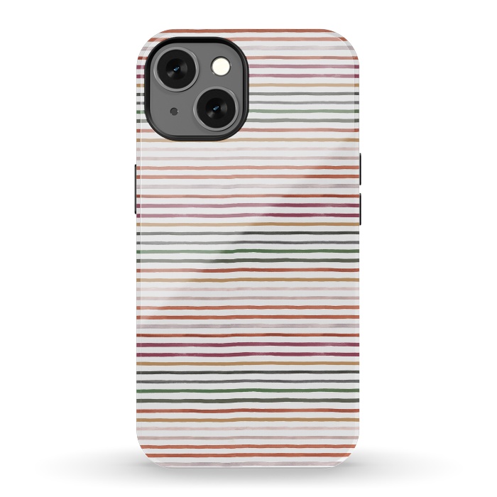iPhone 13 StrongFit Marker Stripes and Lines Orange Green by Ninola Design