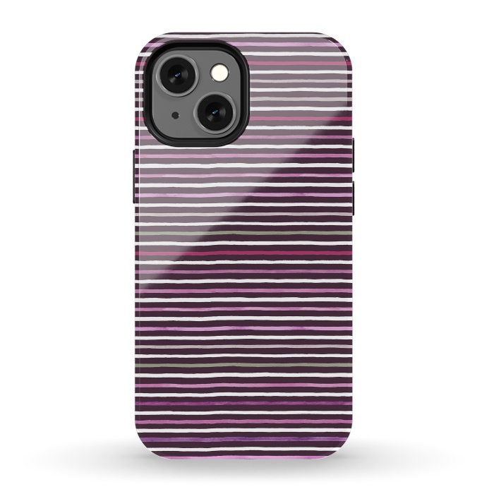 iPhone 13 mini StrongFit Marker Stripes Lines Purple Dark Pink by Ninola Design