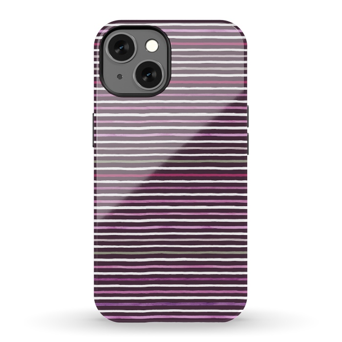 iPhone 13 StrongFit Marker Stripes Lines Purple Dark Pink by Ninola Design