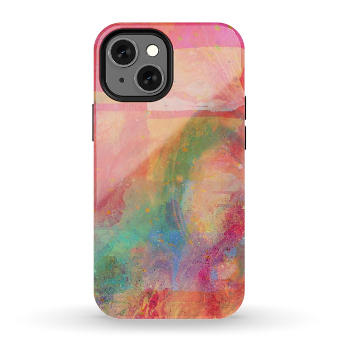 iPhone 13 mini StrongFit Peach pink abstract watercolour design by Josie