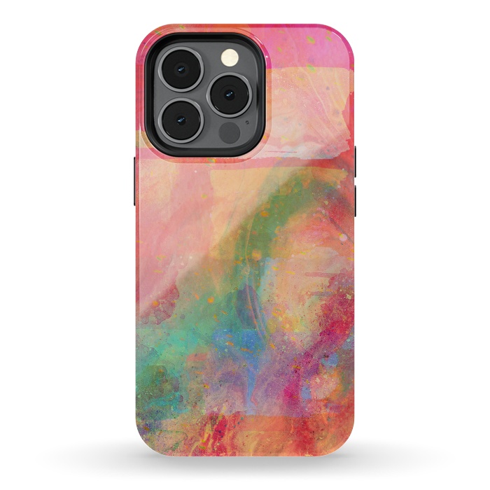 iPhone 13 pro StrongFit Peach pink abstract watercolour design by Josie