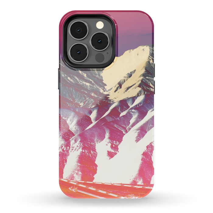 iPhone 13 pro StrongFit Utopia pink gradient desert mountain landscape by Oana 