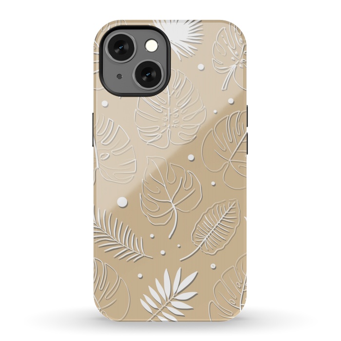 iPhone 13 StrongFit Tropical Beige leaves by Martina