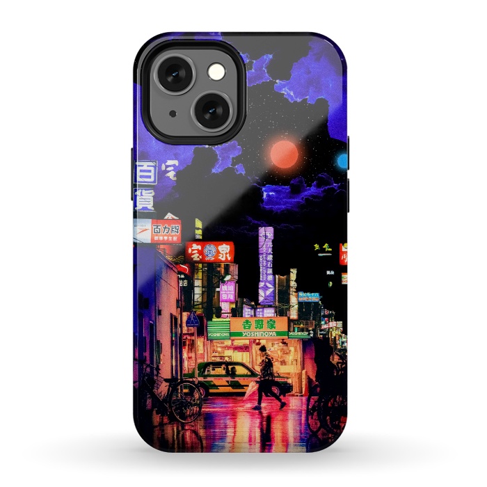 iPhone 13 mini StrongFit Neon streets by Steve Wade (Swade)