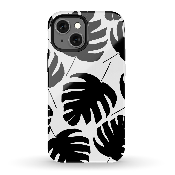 iPhone 13 mini StrongFit Black & White Monstera by Amaya Brydon