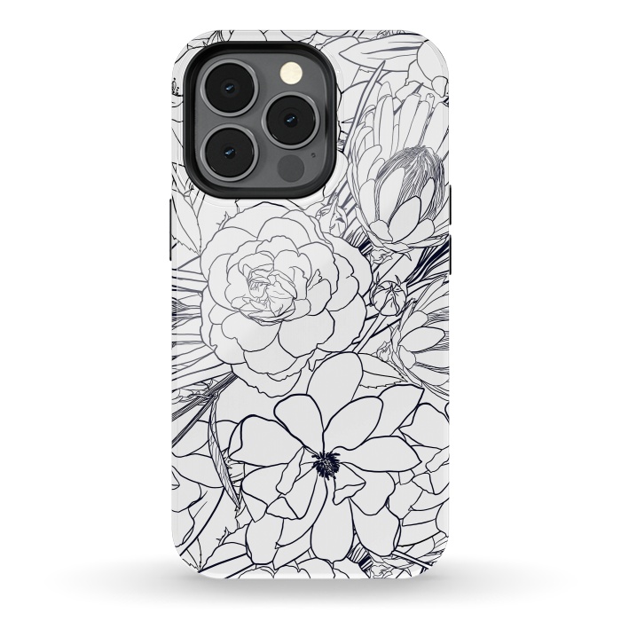 iPhone 13 pro StrongFit Modern Line Art Hand Drawn Floral Girly Design by InovArts