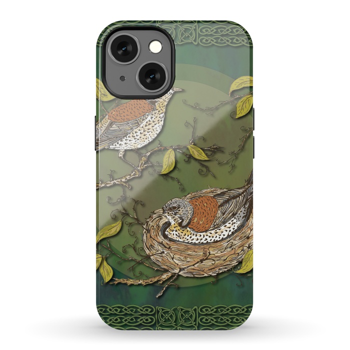 iPhone 13 StrongFit Nesting Birds Fieldfares by Lotti Brown
