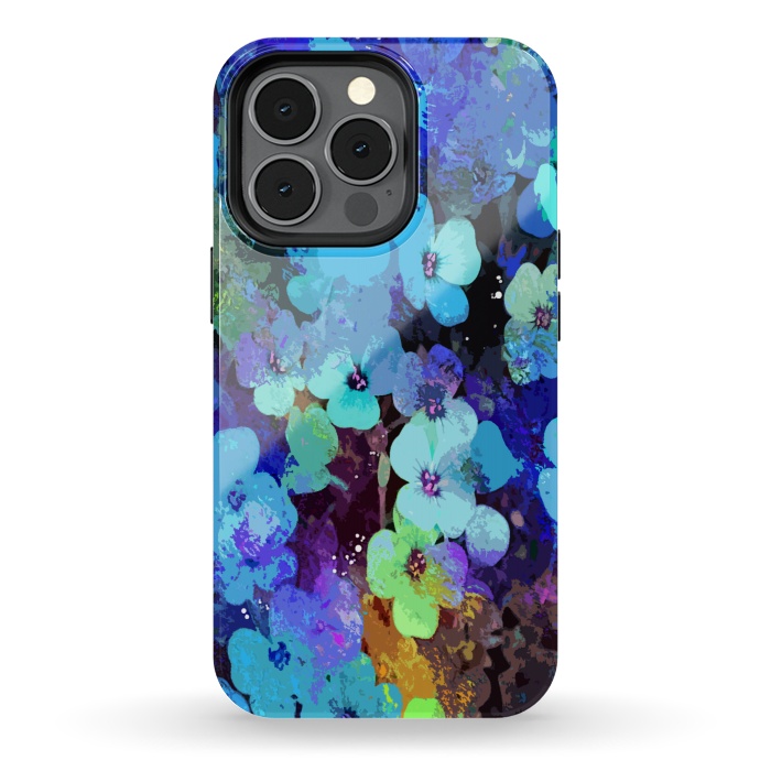 iPhone 13 pro StrongFit Blue floral art by Josie