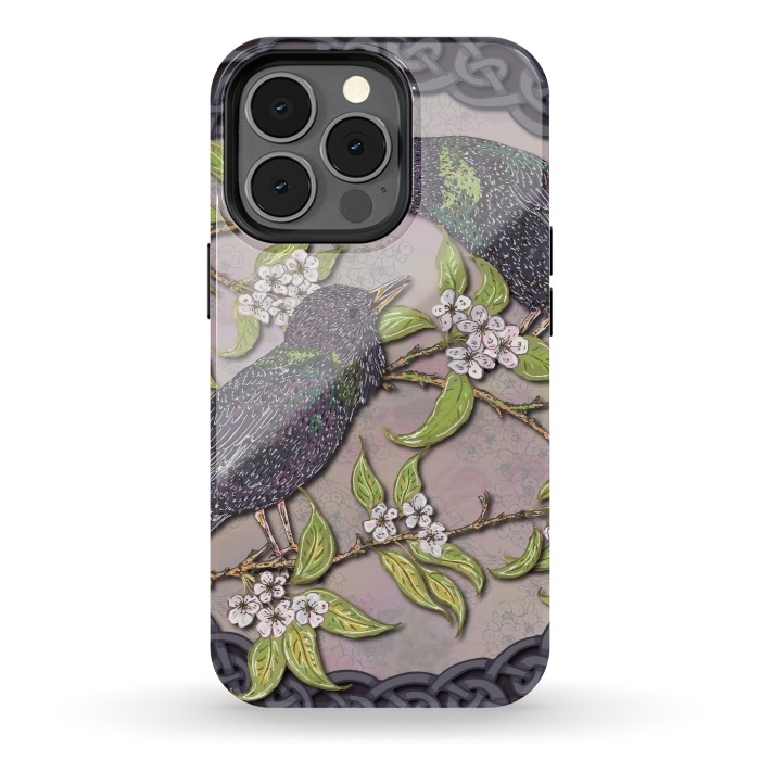 iPhone 13 pro StrongFit Celtic Starlings in Blossom by Lotti Brown