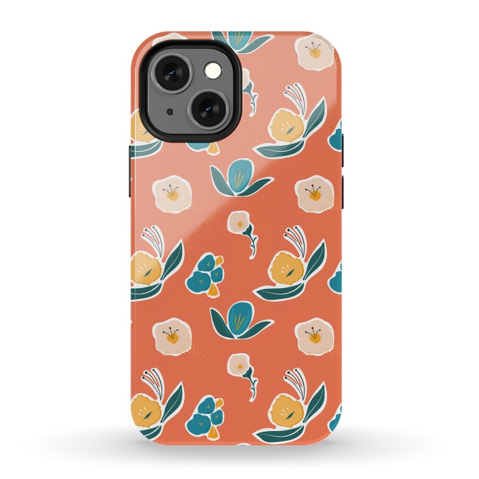 iPhone 13 mini StrongFit Coral Floral by Kimberly Senn | Senn & Sons