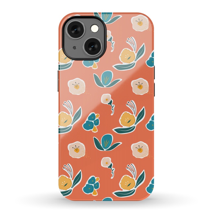 iPhone 13 StrongFit Coral Floral by Kimberly Senn | Senn & Sons