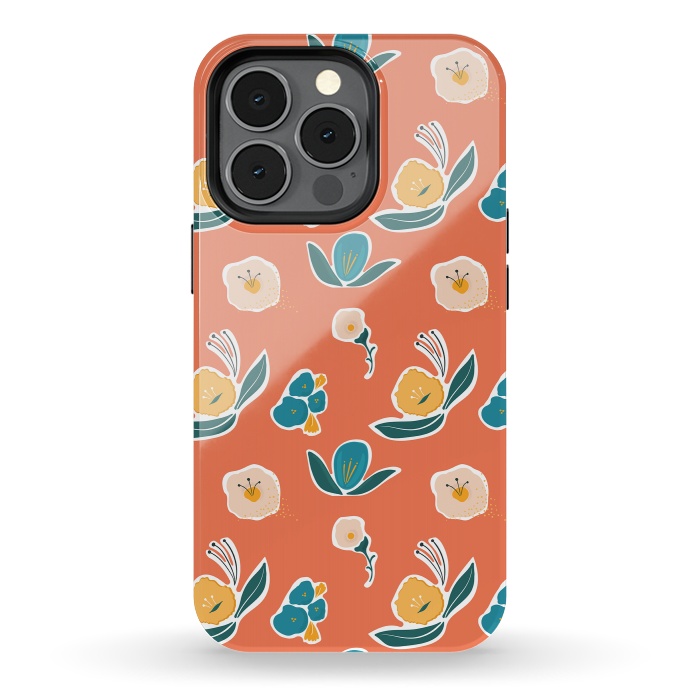iPhone 13 pro StrongFit Coral Floral by Kimberly Senn | Senn & Sons