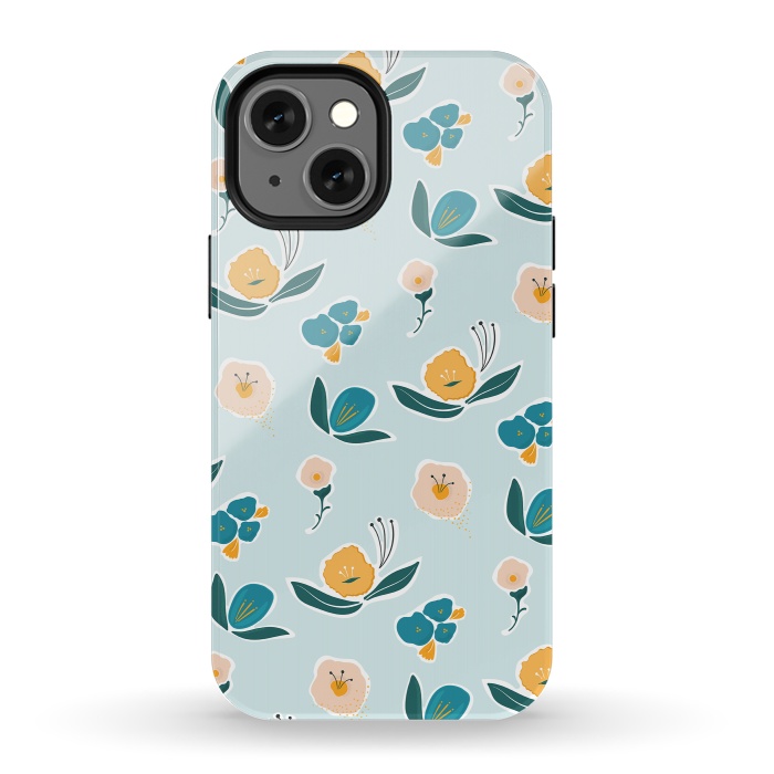 iPhone 13 mini StrongFit Blue Floral by Kimberly Senn | Senn & Sons