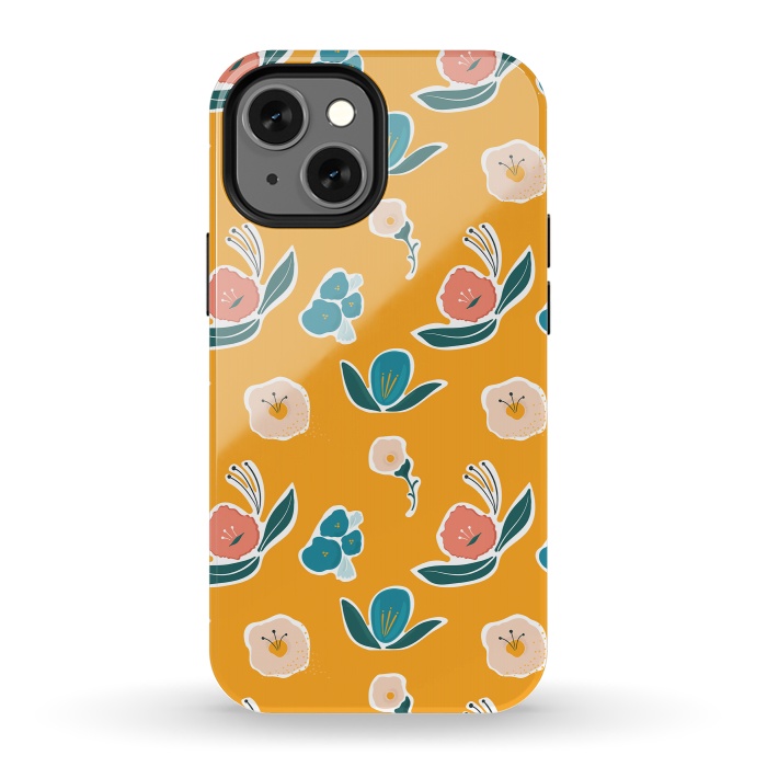 iPhone 13 mini StrongFit Gold Floral by Kimberly Senn | Senn & Sons