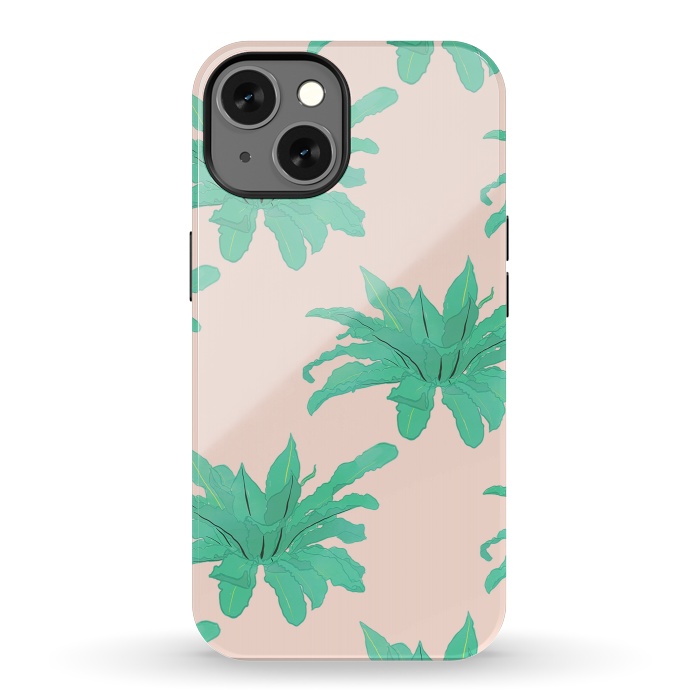 iPhone 13 StrongFit Pretty Watercolor Pink Peach Floral Girly Design by InovArts
