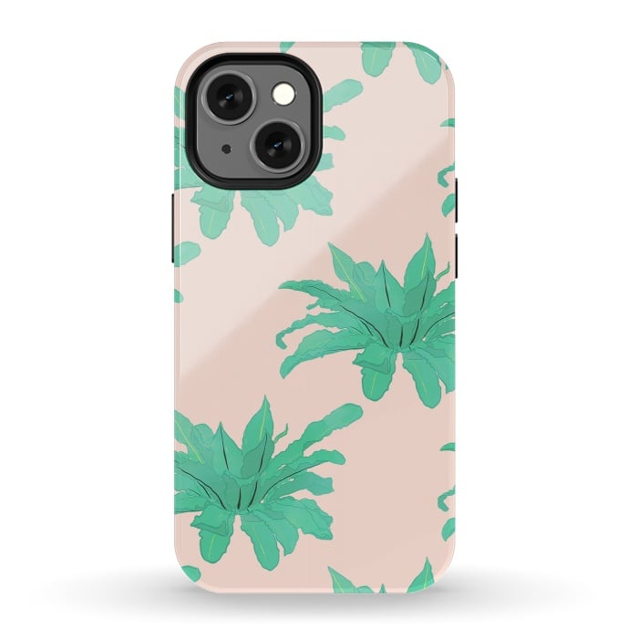 iPhone 13 mini StrongFit Trendy Tropical Green Plants Foliage Modern Design by InovArts