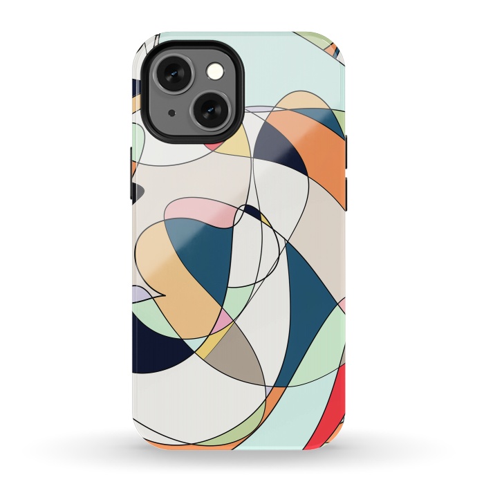 iPhone 13 mini StrongFit Modern Colorful Abstract Line Art Design by InovArts