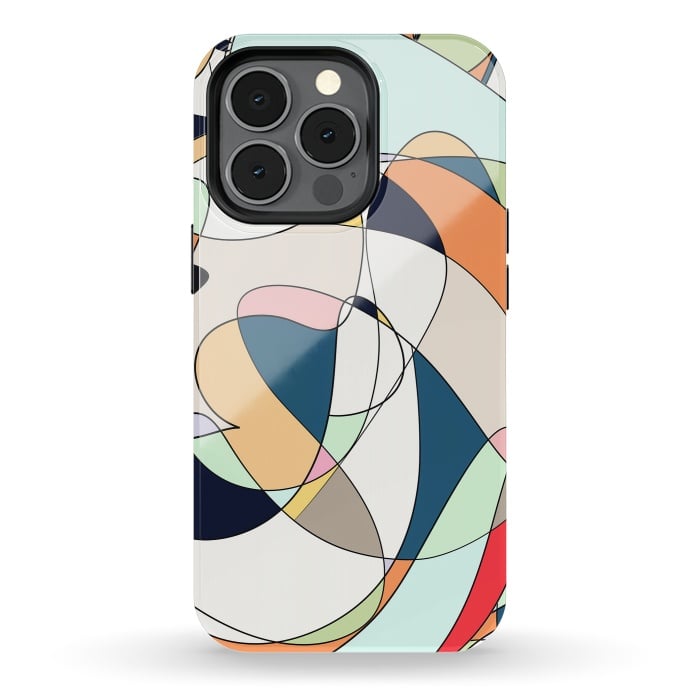 iPhone 13 pro StrongFit Modern Colorful Abstract Line Art Design by InovArts