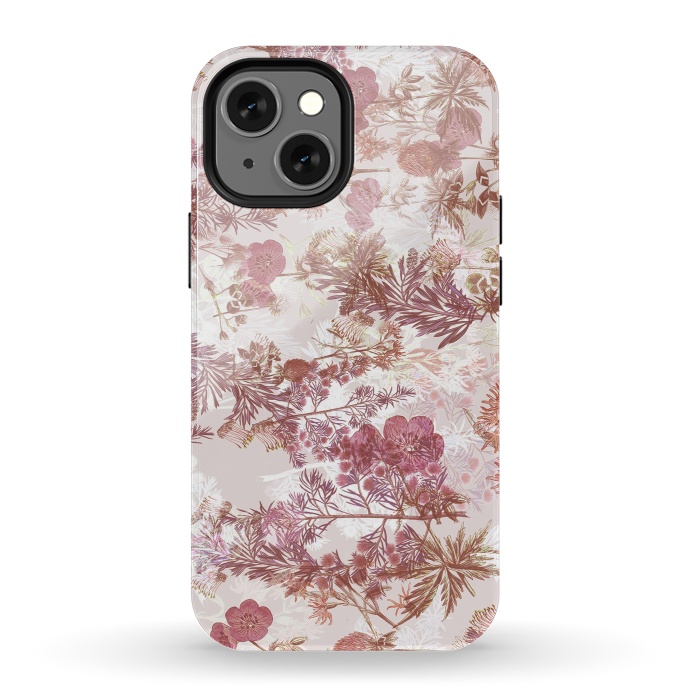 iPhone 13 mini StrongFit Pastel pink botanical flower garden by Oana 