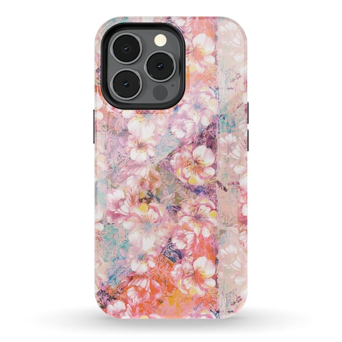 iPhone 13 pro StrongFit Pink peach painted rose petals by Oana 