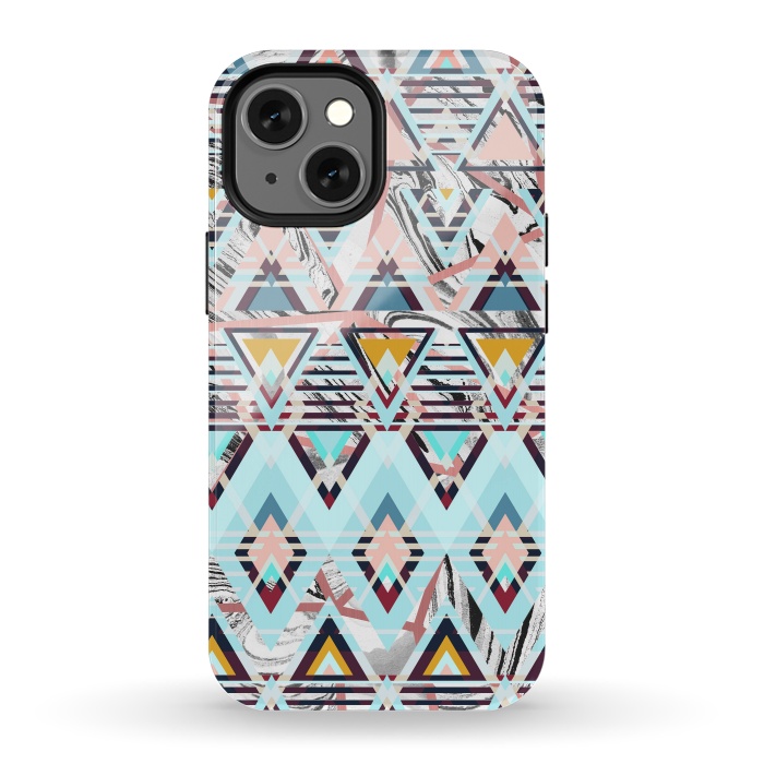 iPhone 13 mini StrongFit Colorful brushed tribal triangles by Oana 