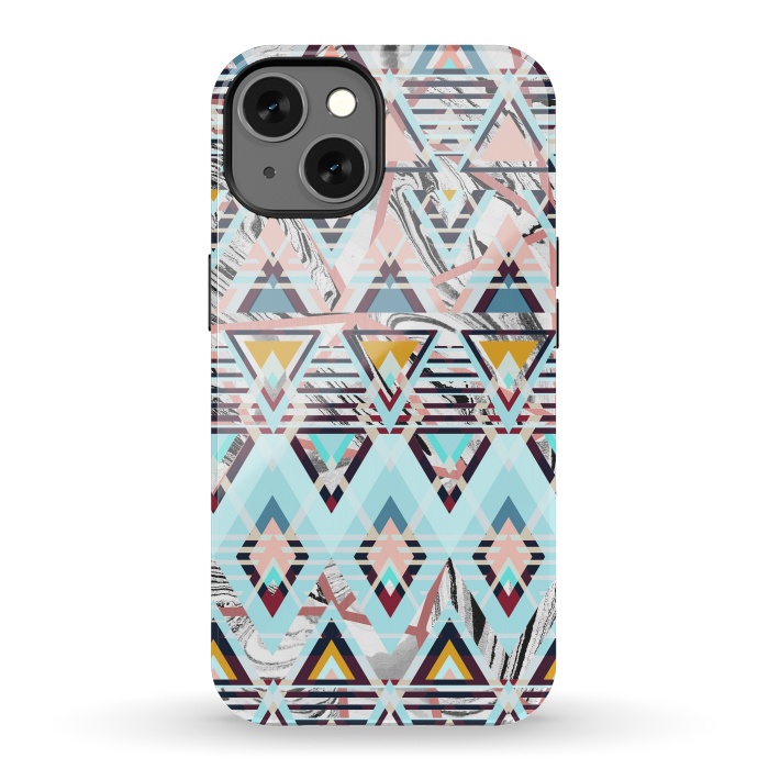 iPhone 13 StrongFit Colorful brushed tribal triangles by Oana 