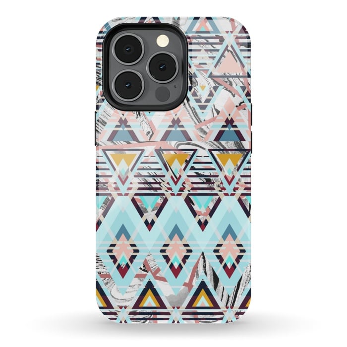 iPhone 13 pro StrongFit Colorful brushed tribal triangles by Oana 