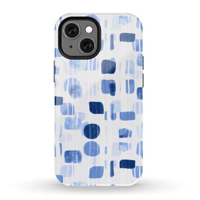 iPhone 13 mini StrongFit Blue Abstract Gouache Shapes  by Tigatiga