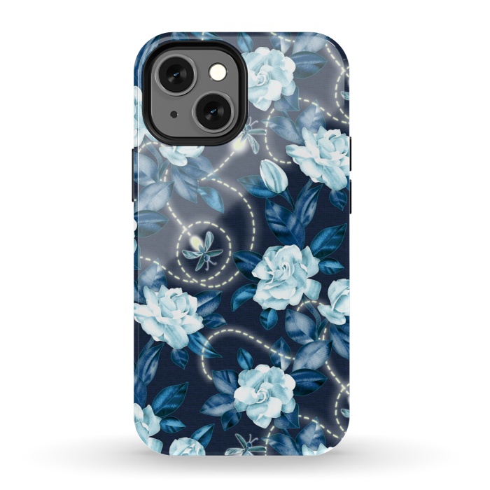 iPhone 13 mini StrongFit Midnight Sparkles - fireflies and flowers by Micklyn Le Feuvre