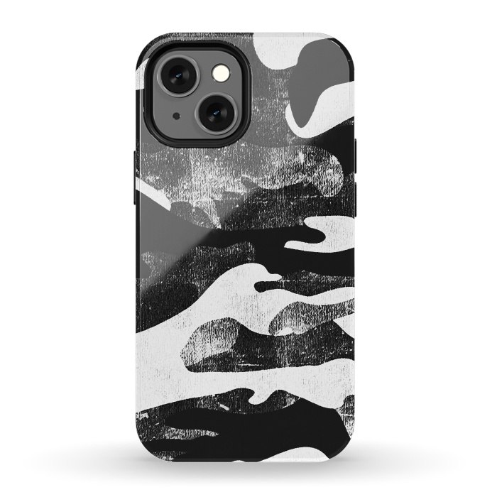 iPhone 13 mini StrongFit Textured grunge monochrome camouflage by Oana 
