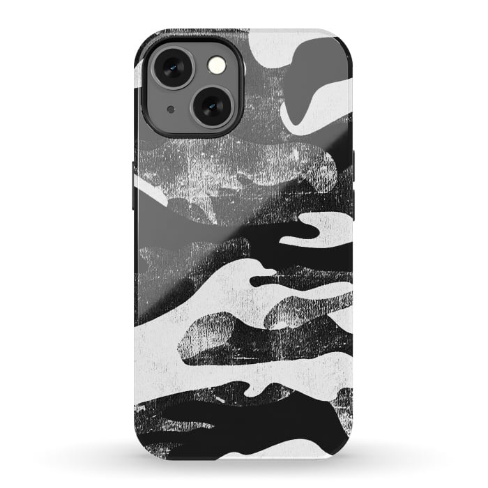 iPhone 13 StrongFit Textured grunge monochrome camouflage by Oana 