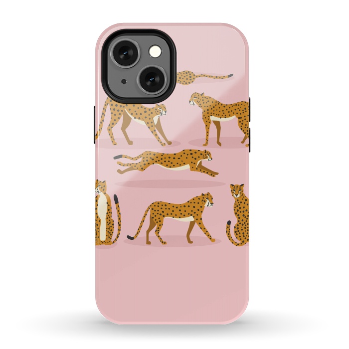 iPhone 13 mini StrongFit Cheetahs on pink  by Jelena Obradovic