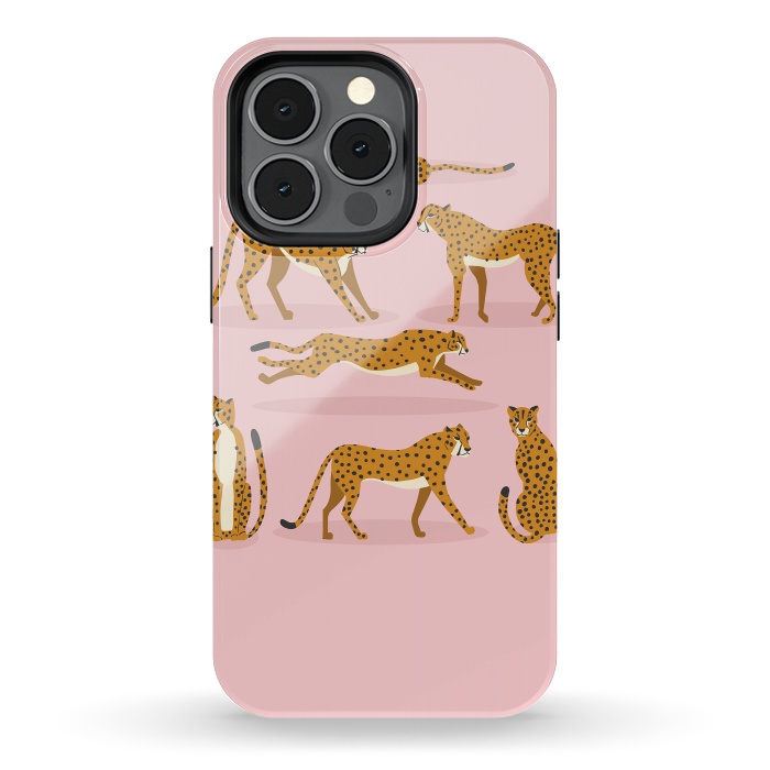 iPhone 13 pro StrongFit Cheetahs on pink  by Jelena Obradovic
