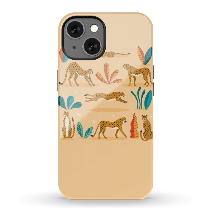 iPhone 13 StrongFit Cheetahs beige by Jelena Obradovic