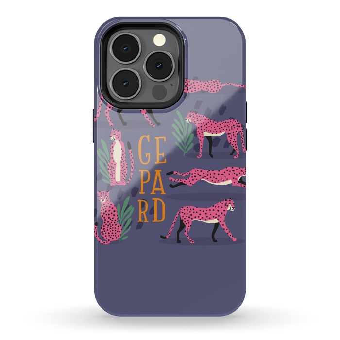iPhone 13 pro StrongFit Cheetahs on purple by Jelena Obradovic