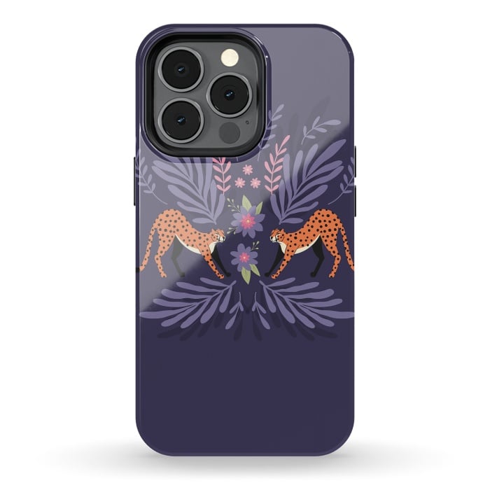 iPhone 13 pro StrongFit Cheetahs pair purple by Jelena Obradovic