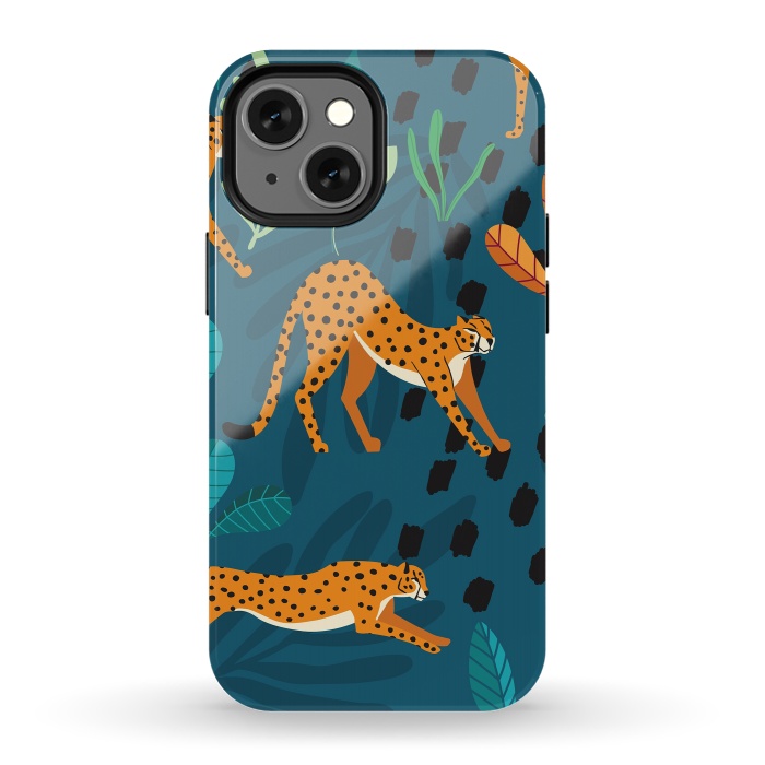 iPhone 13 mini StrongFit Cheetah pattern 01 by Jelena Obradovic