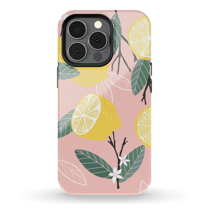 iPhone 13 pro StrongFit Lemon pattern 01 by Jelena Obradovic