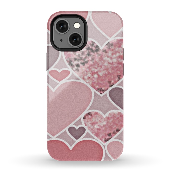 iPhone 13 mini StrongFit Pink hearts by CAS