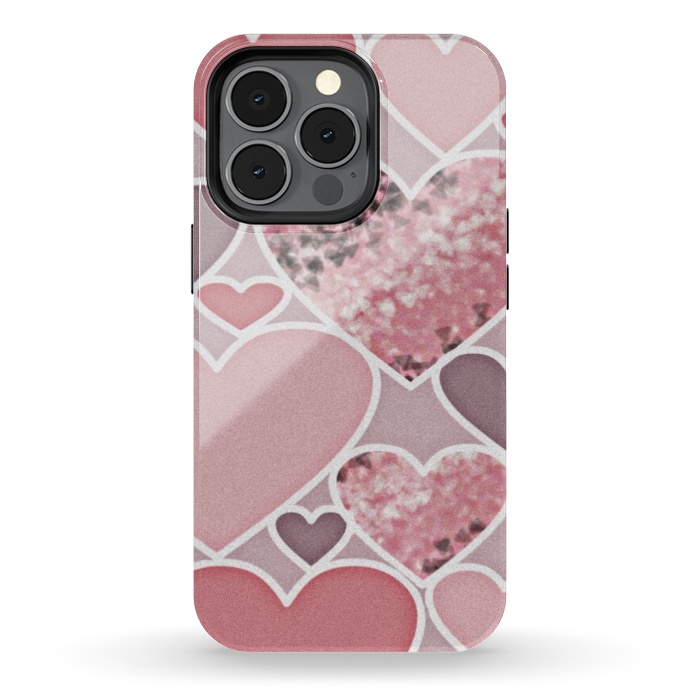 iPhone 13 pro StrongFit Pink hearts by CAS