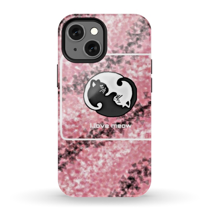 iPhone 13 mini StrongFit Yinyang Cat pink by CAS