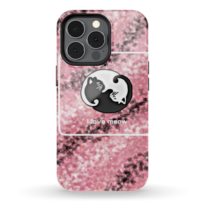 iPhone 13 pro StrongFit Yinyang Cat pink by CAS